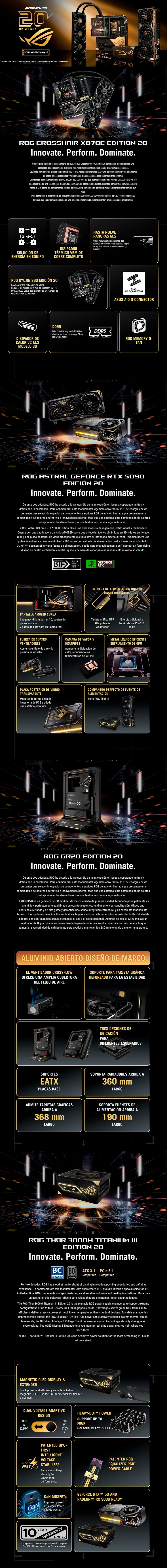 PCRB125 - EQUIPO AMD Ryzen 9 9950X3D2 + 64GB (2x32GB) + GeForce RTX 5090 (ASUS ROG 20th Anniversary)