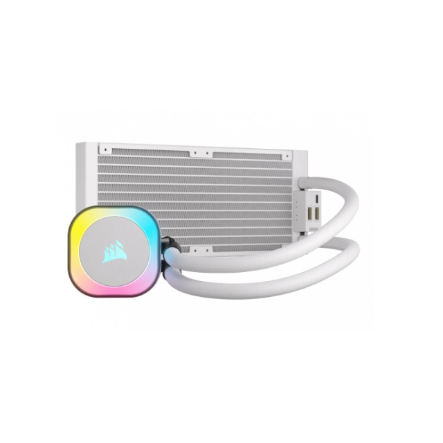 Corsair iCUE Link H100i RGB AIO Enfriamiento Líquido para CPU, 2x 120mm, 480 - 2400RPM, Blanco