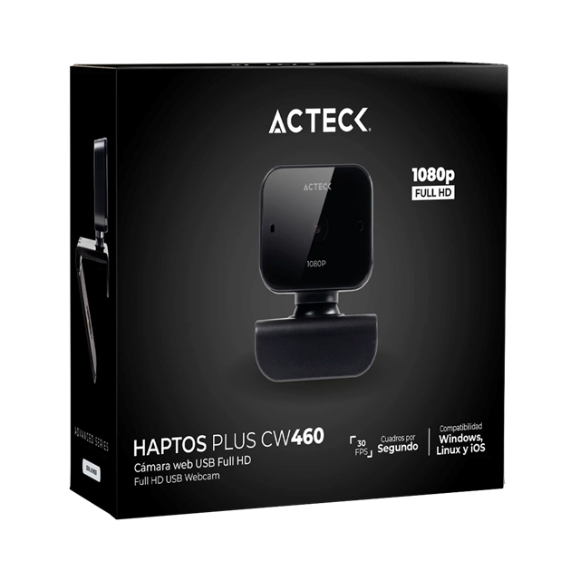 Camara Web Haptos Plus CW460 1080p + 15 FPS Auto Focus con Microfono + Ajuste Multiángulo Advanced Series Negro