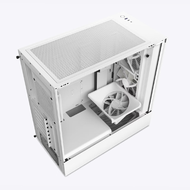Gabinete NZXT H5 Flow RGB con Ventana, Midi-Tower, Mini-ITX/Micro-ATX/ATX, USB 3.2, sin Fuente, 4 Ventiladores Instalados, Blanco