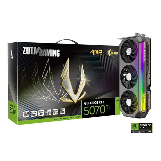 Tarjeta de Video ZOTAC GAMING GeForce RTX 5070 Ti AMP Extreme INFINITY 16GB, 256 Bits, GDDR7, PCI Express 5.0