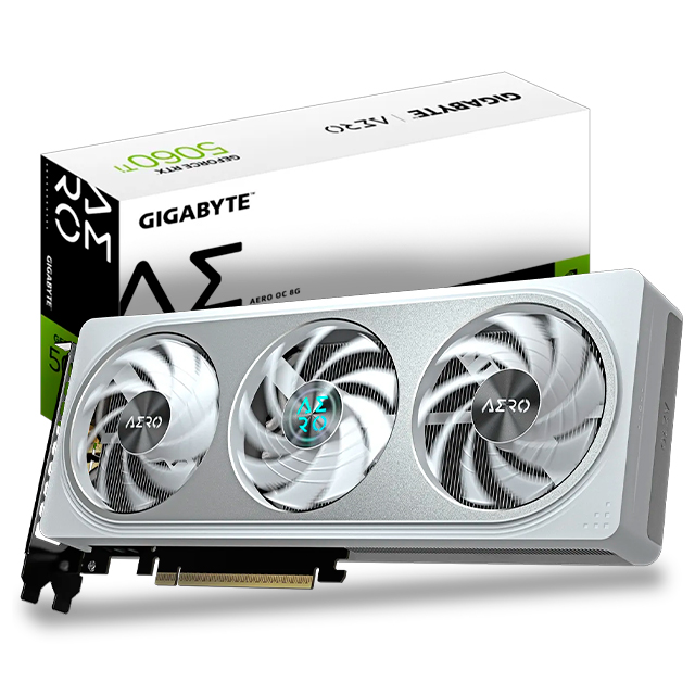 Tarjeta de Video Gigabyte NVIDIA Geforce RTX 5060 TI (GV-N506TAERO OC-8GD) RTX 5060TI,8GB GDDR7,PCIE 5.0,HDMI,3*DP,3FAN