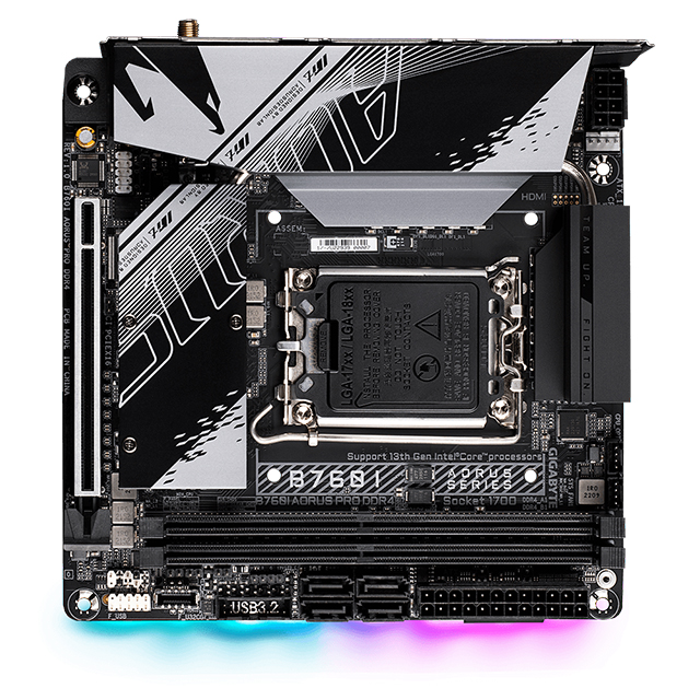 Tarjeta Madre AORUS Mini-ITX B760I AORUS PRO DDR4, S-1700, Intel B760 Express, HDMI, 64GB DDR4 para Intel