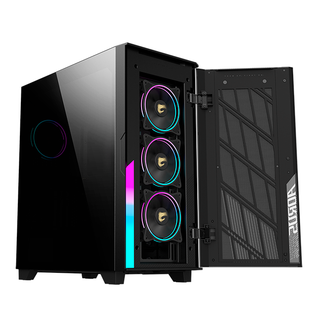 Gabinete AORUS C500 Glass con Ventana RGB, Midi-Tower, Mini-ITX/Micro-ATX/ATX/E-ATX, USB 3.0, sin Fuente, 4 Ventiladores ARGB Instalados, Negro