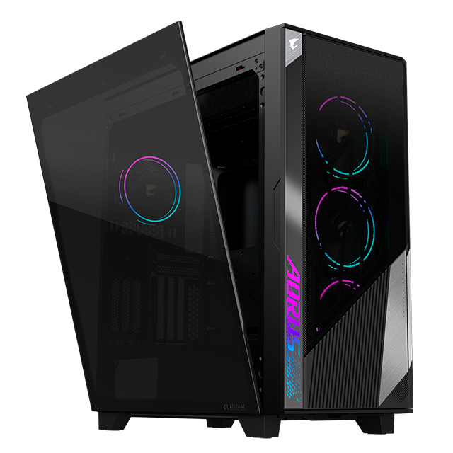 Gabinete AORUS C500 Glass con Ventana RGB, Midi-Tower, Mini-ITX/Micro-ATX/ATX/E-ATX, USB 3.0, sin Fuente, 4 Ventiladores ARGB Instalados, Negro