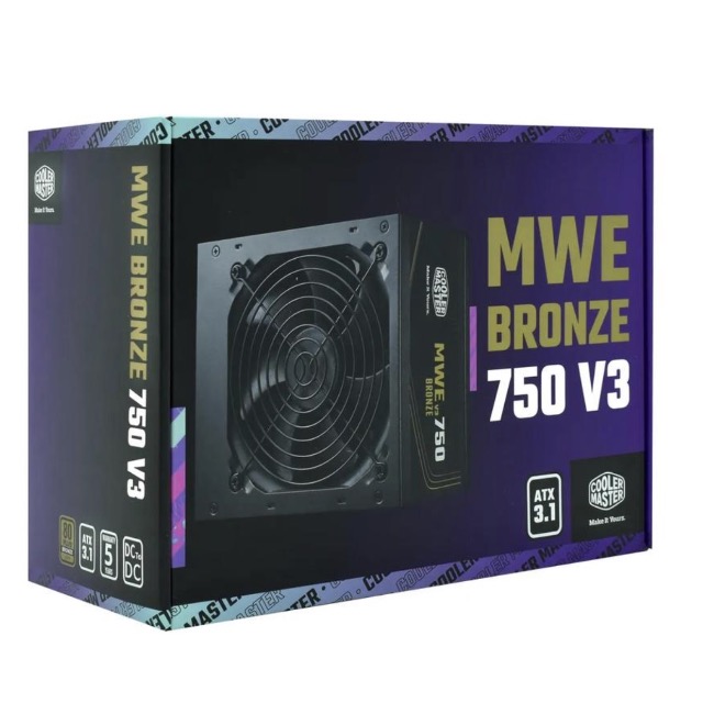 Fuente de Poder Cooler Master MWE 750 BRONZE V3 80 PLUS Bronze, 20+4 pin ATX, 120mm, 750W