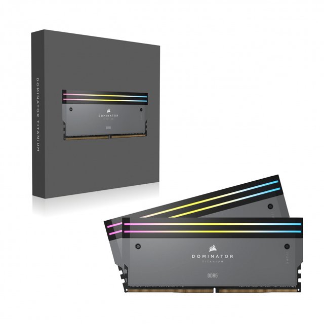 Kit Memoria RAM Corsair Dominator Titanium DDR5, 6000MHz, 32GB - 2 x 16GB, CL30, XMP/EXPO, Gris