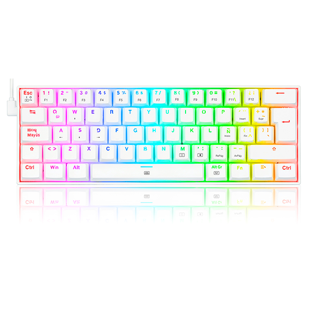 Teclado Gamer Redragon Dragonborn K630 RGB, 60%, Switch Brown, Alambrico, Blanco, Español