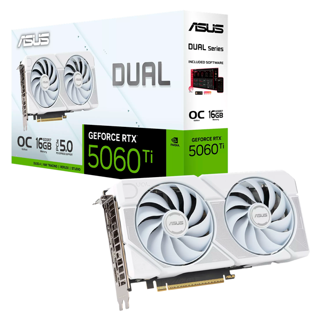 Tarjeta de Video ASUS NVIDIA GeForce RTX 5060 Ti DUAL WHITE OC, 16GB 128-bit GDDR7, PCI Express x16 5.0