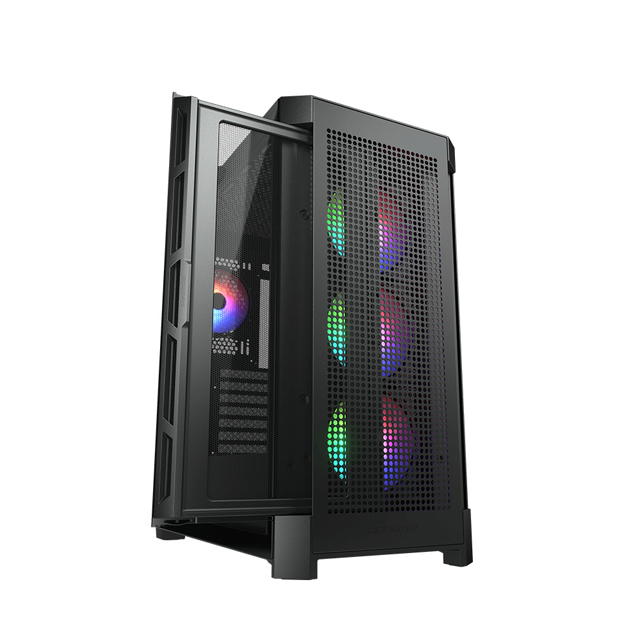 Gabinete Cougar Duoface Pro RGB con Ventana, Midi-Tower, Mini-ITX/Micro-ATX/ATX/CEB/E-ATX, USB 3.0/2.0, sin Fuente, 4 Ventiladores ARGB Instalados, Negro