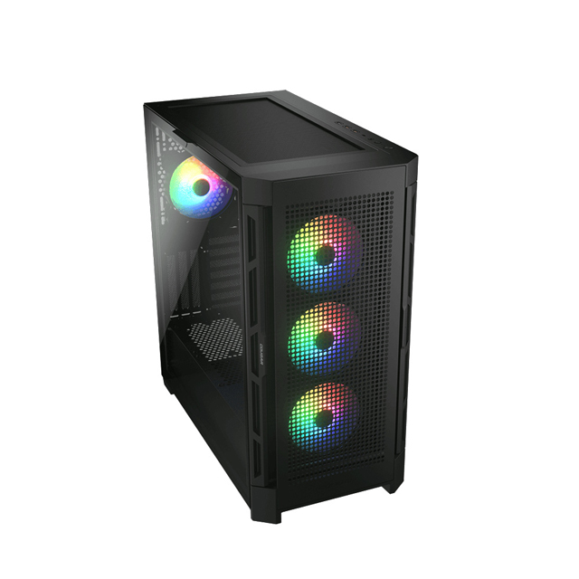Gabinete Cougar Duoface Pro RGB con Ventana, Midi-Tower, Mini-ITX/Micro-ATX/ATX/CEB/E-ATX, USB 3.0/2.0, sin Fuente, 4 Ventiladores ARGB Instalados, Negro