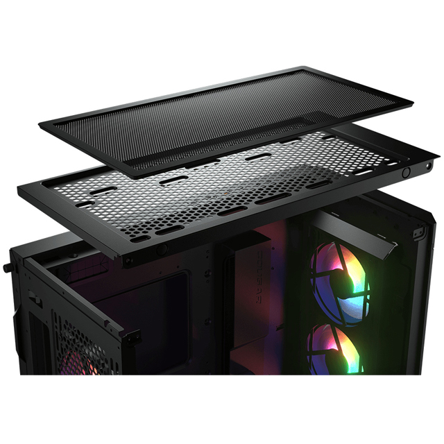 Gabinete Cougar Duoface Pro RGB con Ventana, Midi-Tower, Mini-ITX/Micro-ATX/ATX/CEB/E-ATX, USB 3.0/2.0, sin Fuente, 4 Ventiladores ARGB Instalados, Negro