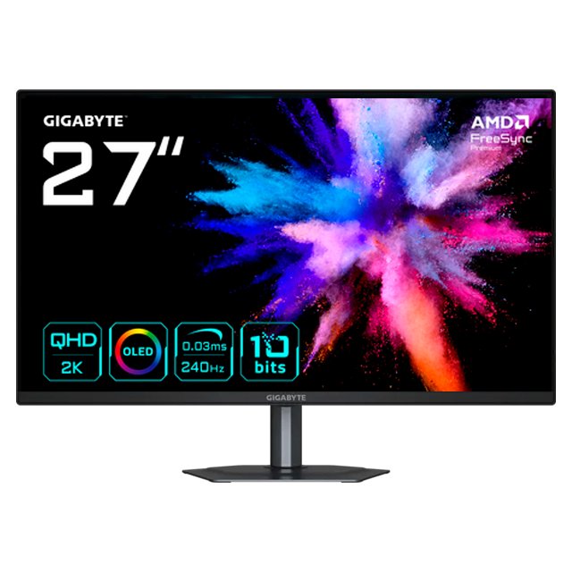 Monitor Gigabyte GO27Q24G QHD WOLED 27", 2560x1440, FreeSync, G-SYNC, 240Hz, HDMI/DisplayPort, Negro