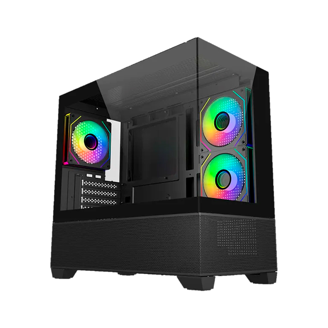 Gabinete Cooler Master ELITE 490, Vidrio templado, M- ATX,3*FAN, Sin fuente, 1 X USB TIPO C, Negro