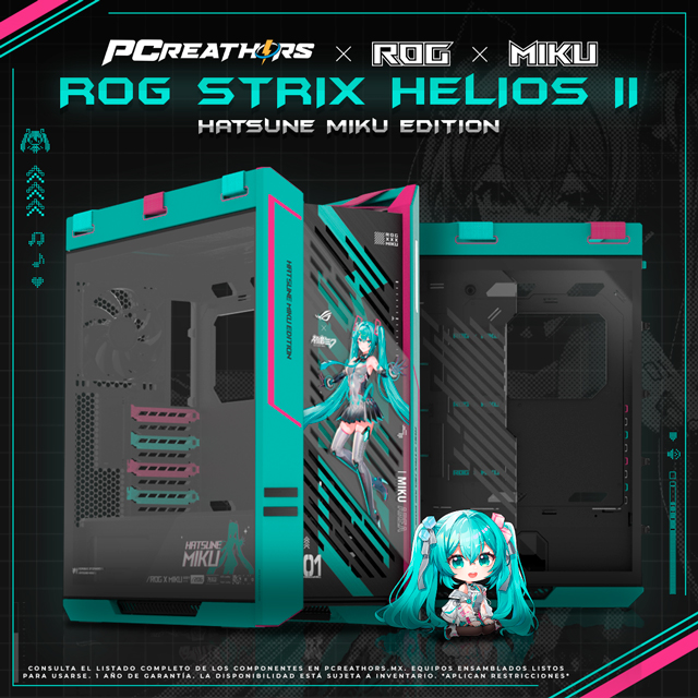 Gabinete Gamer Asus ROG STRIX HELIOS II GX601S HATSUNE MIKU EDITION, ARGB Aura Sync, Cristal Templado, USB 3.1, E-ATX