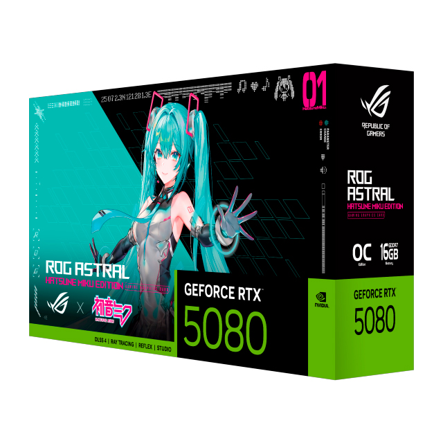 Tarjeta de Video ASUS NVIDIA ROG Astral GeForce RTX 5080 16GB OC Edition, 16GB 256-bit GDDR7, PCI Express 5.0 (Hatsune Miku Edition)