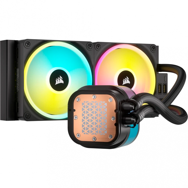 Corsair iCue Link H100I LCD RGB Enfriamiento Líquido para CPU, 2x 120mm, hasta 2400RPM, Negro