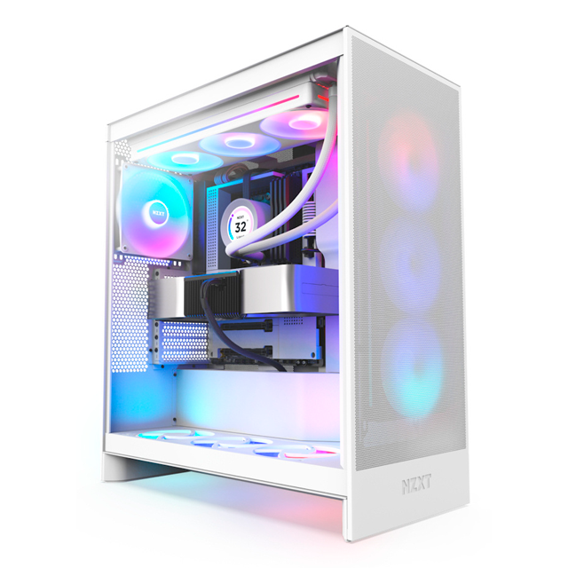 Gabinete NZXT H7 Flow RGB, Midi-Tower, ATX/EATX/Micro-ATX/Mini-ITX, USB 3.0, sin Fuente, 3 Ventiladores Instalados, Blanco