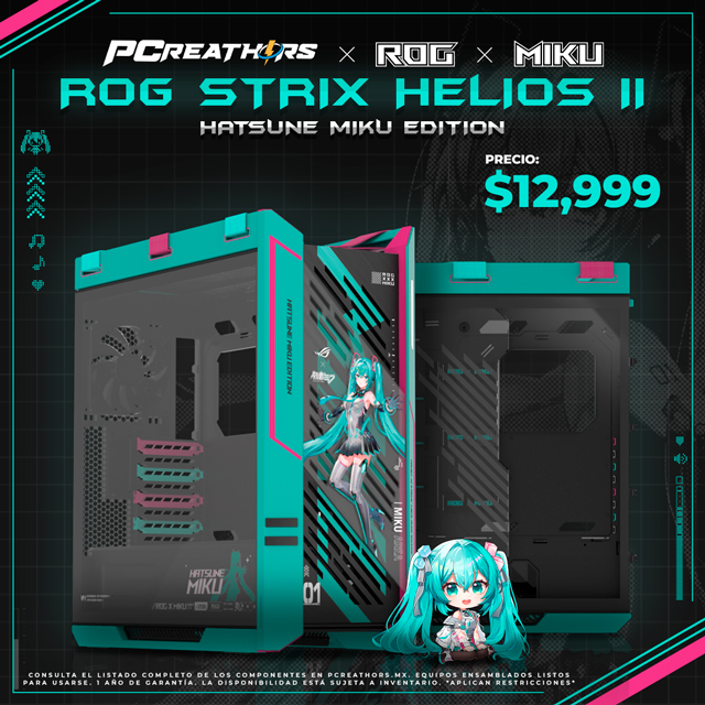Gabinete Gamer Asus ROG STRIX HELIOS II GX601S HATSUNE MIKU EDITION, ARGB Aura Sync, Cristal Templado, USB 3.1, E-ATX