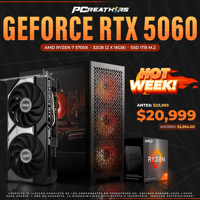 HOTSALE003 - Equipo AMD Ryzen 7 5700X + 32GB (2X16GB) + GeForce RTX 5060