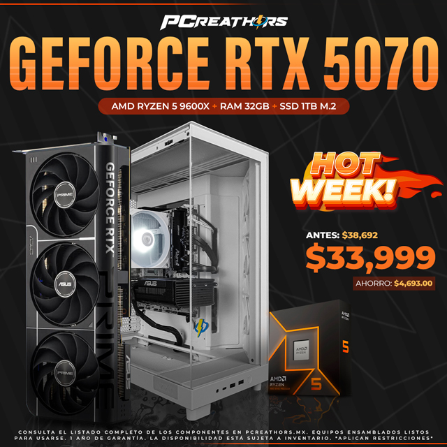 HOTSALE006 - Equipo AMD Ryzen 5 9600X + 32GB RAM + GeForce RTX 5070