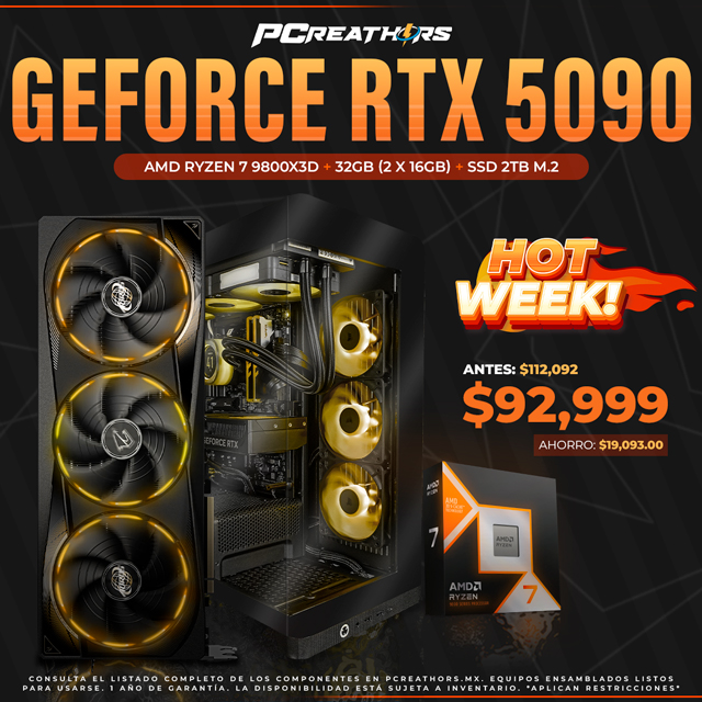 HOTSALE014 - Equipo AMD Ryzen 7 9800X3D + 32GB - 2 x 16GB + GeForce RTX 5090