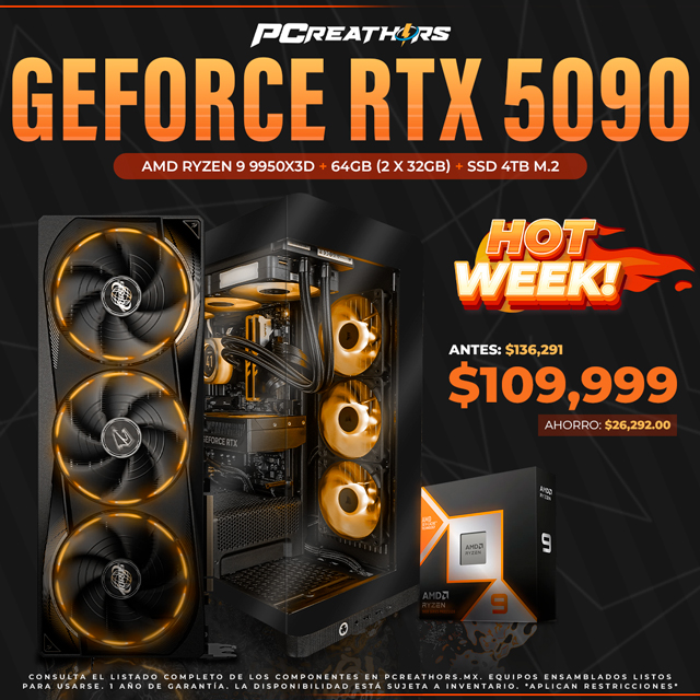 HOTSALE015 - Equipo AMD Ryzen 9 9950X3D + 64GB (2X32GB) + GeForce RTX 5090