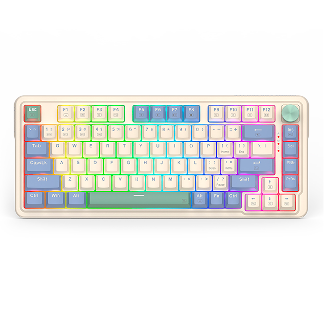 Teclado Gamer Redragon Ucal K673 RGB, 75%, Switch Red, Inalambrico, Blanco, Español