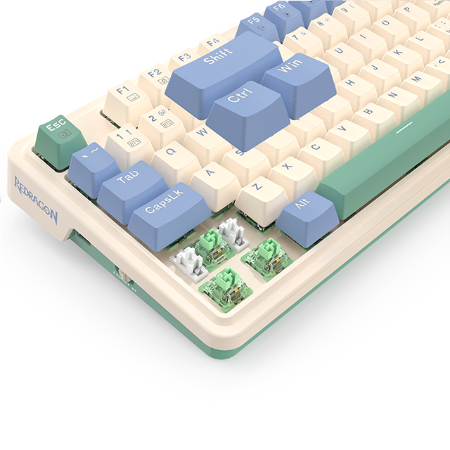 Teclado Gamer Redragon Ucal K673 RGB, 75%, Switch Red, Inalambrico, Blanco, Español