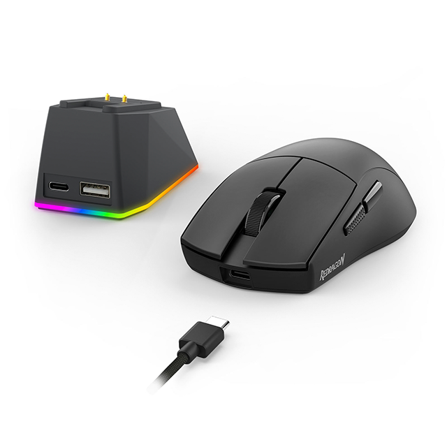Mouse Gamer Redragon KING M999 Ultra , Inalámbrico, USB/2.4GHz/Bluetooth, 1000DPI-45000DPI, Negro, Incluye Base de Recarga