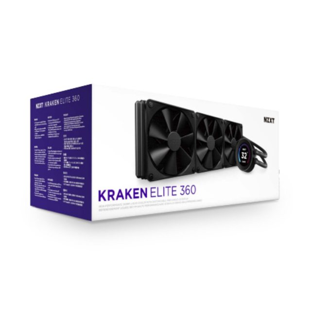 NZXT Kraken Elite 360 Enfriamiento Líquido para CPU, 3x 120mm, 500 - 1800RPM, Negro