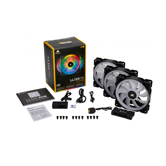 Ventilador Corsair LL120 RGB, 120mm, 600 - 1500RPM - 3 Piezas 