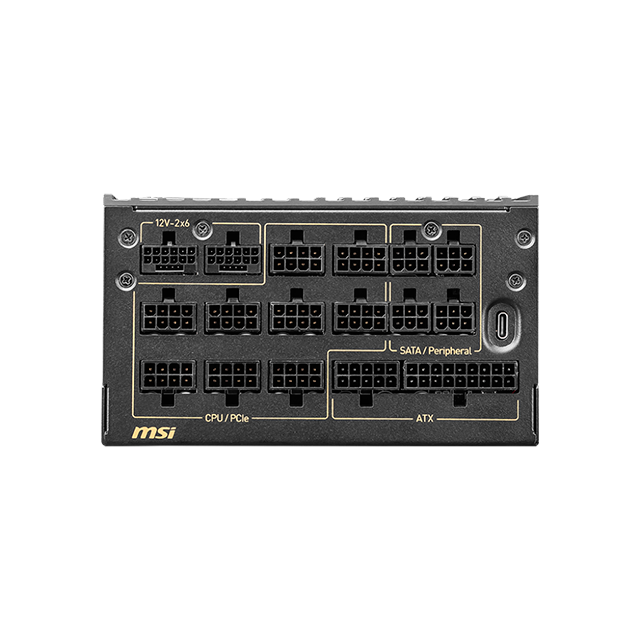 Fuente de Poder MSI MEG AI1600T PCIE5 80 PLUS Titanium, Modular, 24-pin ATX, 135mm, 1600W