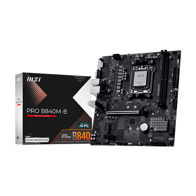 Tarjeta Madre MSI PRO B840M-B, Micro-ATX, Socket AM5, AMD B840, 128GB DDR5, HDMI para AMD
