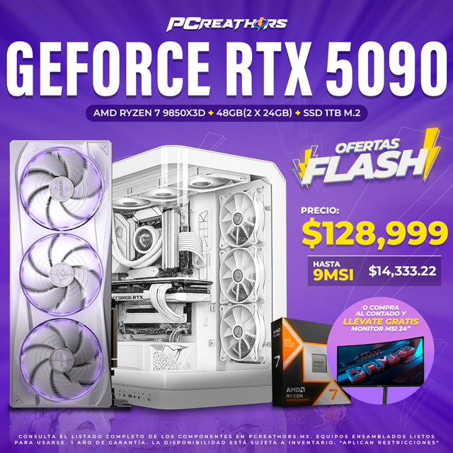 OFB013 - EQUIPO AMD Ryzen 7 9850X3D + 48GB (2x24GB) + GeForce RTX 5090