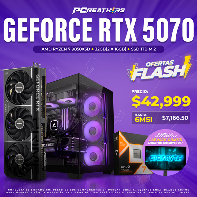 OFB016 - EQUIPO AMD Ryzen 7 9850X3D + 32GB (2x16GB) + Geforce RTX 5070