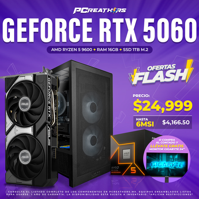 OFB017 - EQUIPO AMD Ryzen 5 9600 + RAM 16GB + GeForce RTX 5060