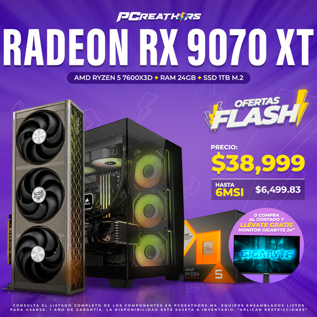OFB04 - EQUIPO AMD Ryzen 5 7600X3D + RAM 24GB + Radeon RX 9070 XT