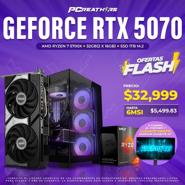 OFB05 - EQUIPO AMD Ryzen 7 5700X + 32GB (2x16GB) + GeForce RTX 5070