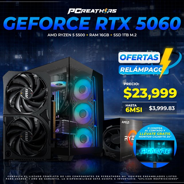 OFC001 - Equipo AMD Ryzen 5 5500 + 16GB RAM + GeForce RTX 5060