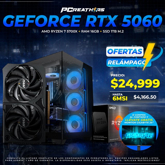 OFC002 - Equipo AMD Ryzen 7 5700X + 16GB RAM + GeForce RTX 5060 