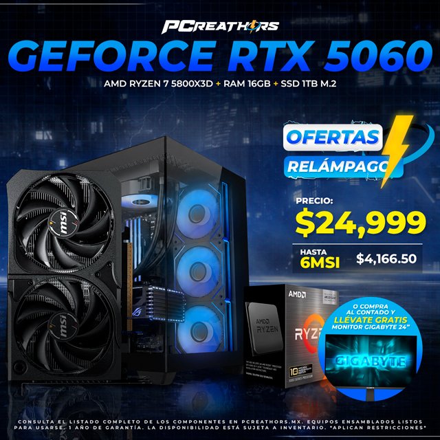 OFC003 - Equipo AMD Ryzen 7 5800X3D + 16GB RAM + GeForce RTX 5060
