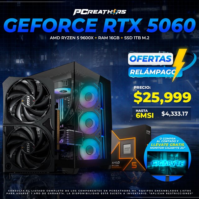 OFC005 - Equipo AMD Ryzen 5 9600X + 16GB RAM + GeForce RTX 5060