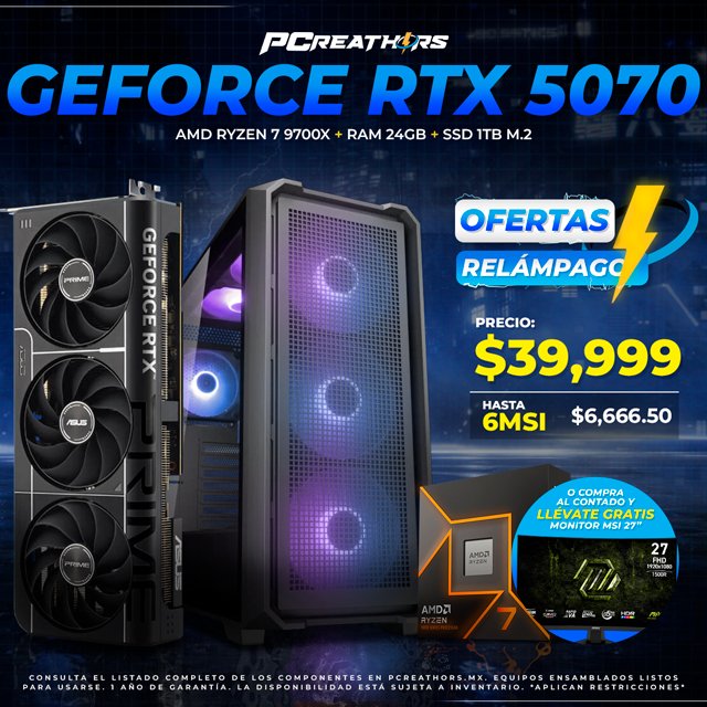OFC007 - Equipo AMD Ryzen 7 9700X + 24GB RAM + GeForce RTX 5070