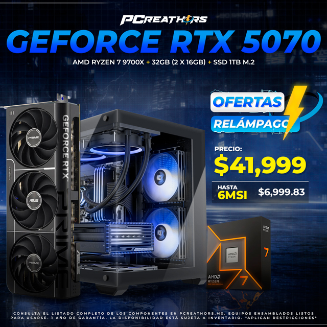 OFR003 - Equipo AMD Ryzen 7 9700X + 32GB (2 X 16GB) + GeForce RTX 5070