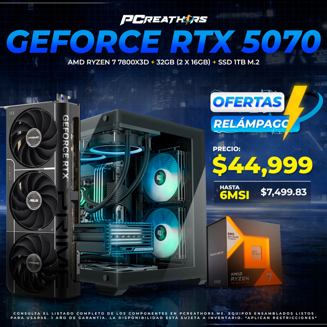 OFR005 - Equipo AMD Ryzen 7 7800X3D + 32GB (2 X 16GB) + GeForce RTX 5070