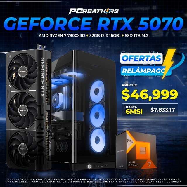 OFR006 - Equipo AMD Ryzen 7 7800X3D + 32GB (2 x 16GB) + GeForce RTX 5070