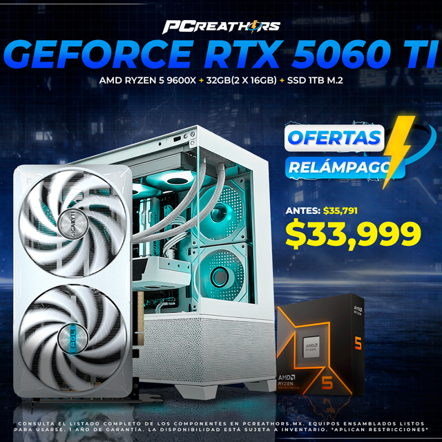 OFR018 - Equipo AMD Ryzen 5 9600X + 32GB (2 X 16GB) + GeForce RTX 5060 Ti