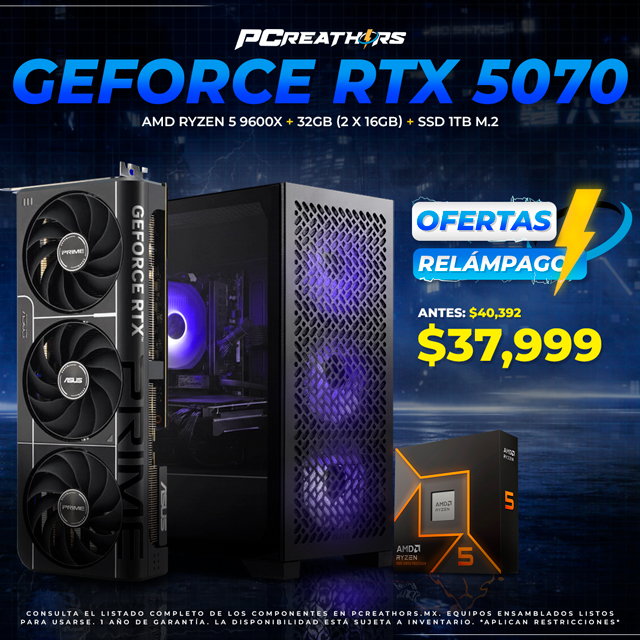 OFR020 - Equipo AMD Ryzen 5 9600X + 32GB (2 X 16GB) + GeForce RTX 5070