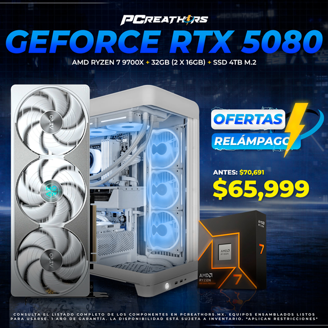OFR022 - Equipo AMD Ryzen 7 9700X + 32GB (2 X 16GB) + GeForce RTX 5080